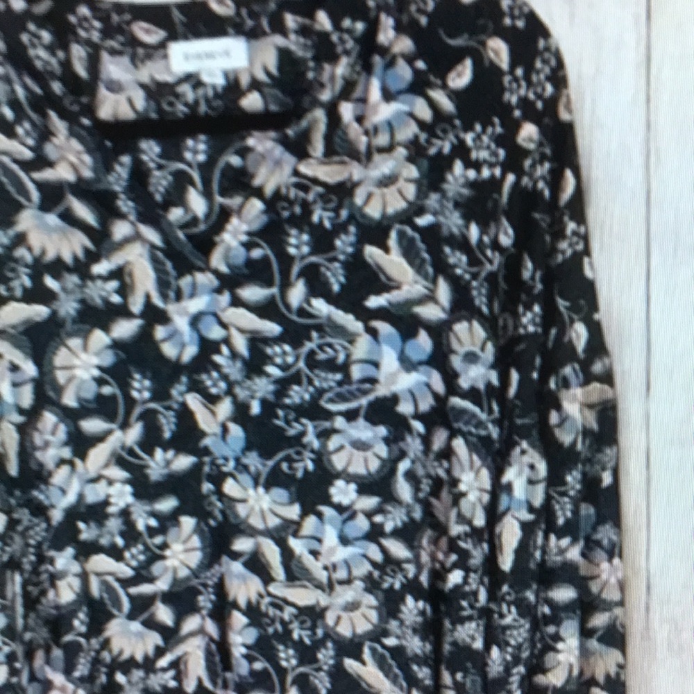 Chic Black and Beige Floral Top